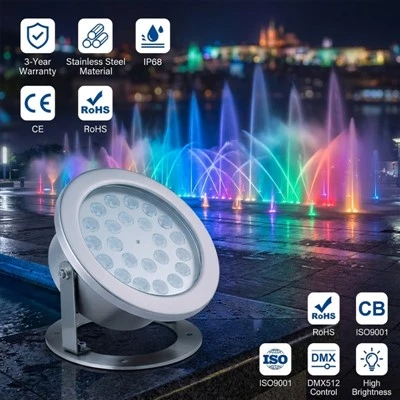 LED IP68 víz alatti lámpa 12V 24V RGB 304 rozsdamentes acél merülő spotlámpa tó szökőkúthoz
